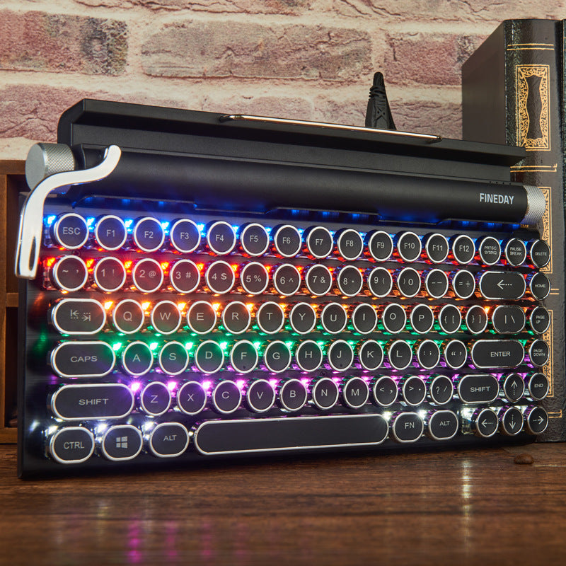 Type with a Twist: Retro-Style Mechanical Keyboard with Bluetooth Connectivity and 7-Color Backlight