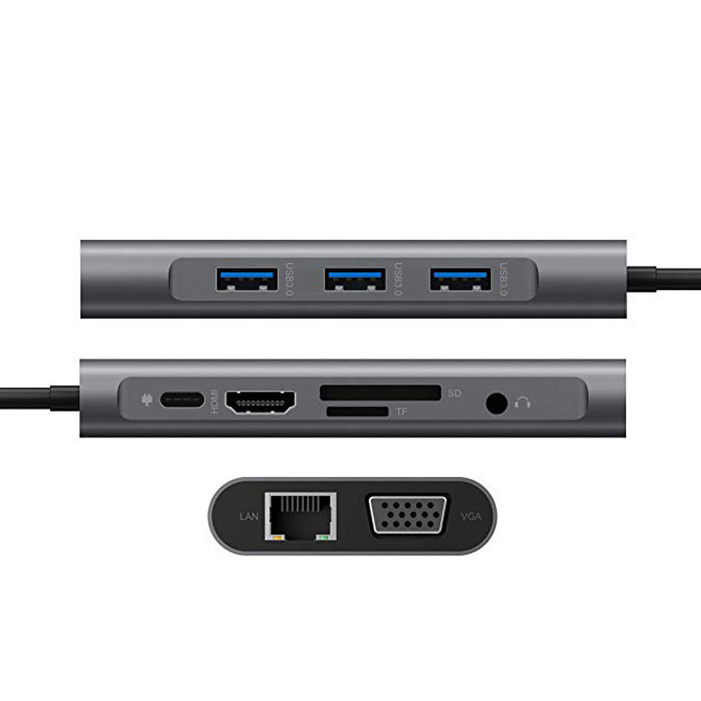 10-in-1 USB Type-C Dock with HDMI, VGA, Ethernet, and High-Speed Data Transfer