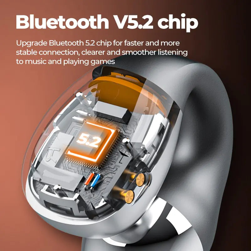 Bone Conduction Earphone Bluetooth 5.2 Ear Clip - Lightweight and Secure"